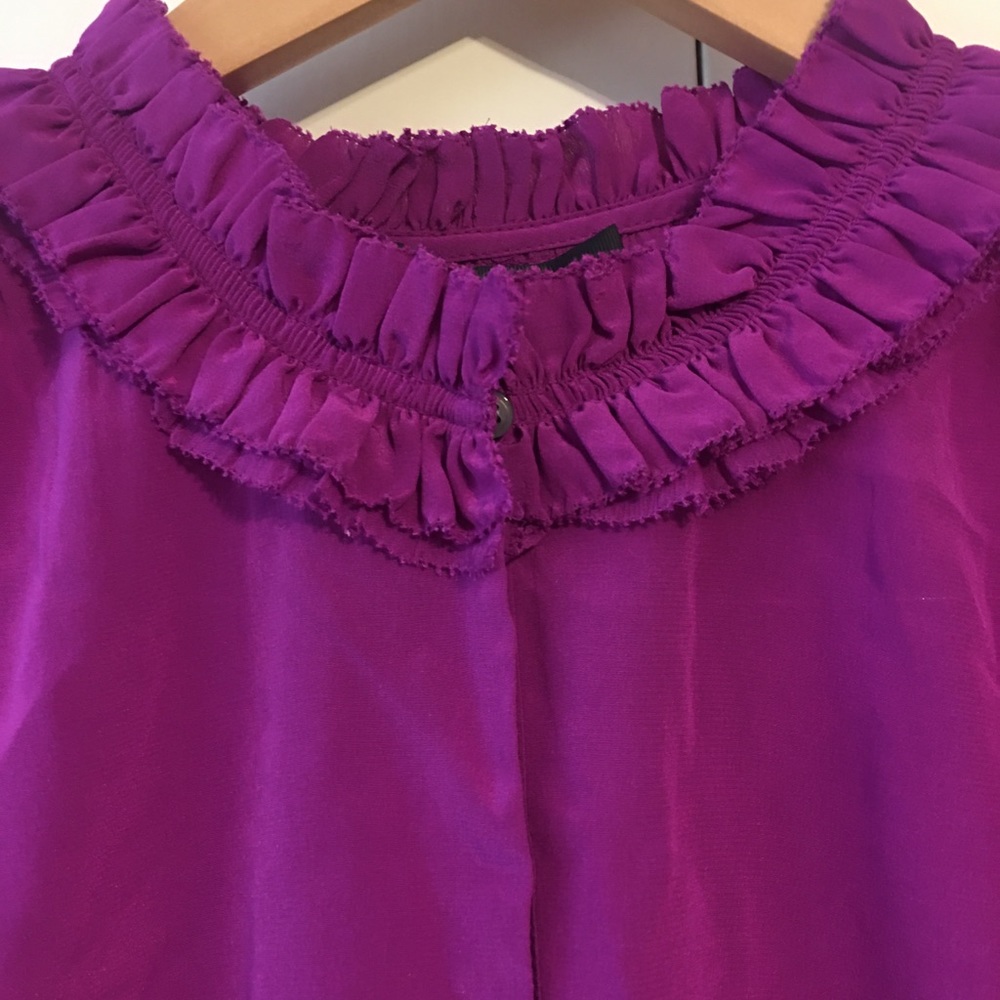 J.crew Plum Ruffle-Neck Silk Top - Picture 4 of 9